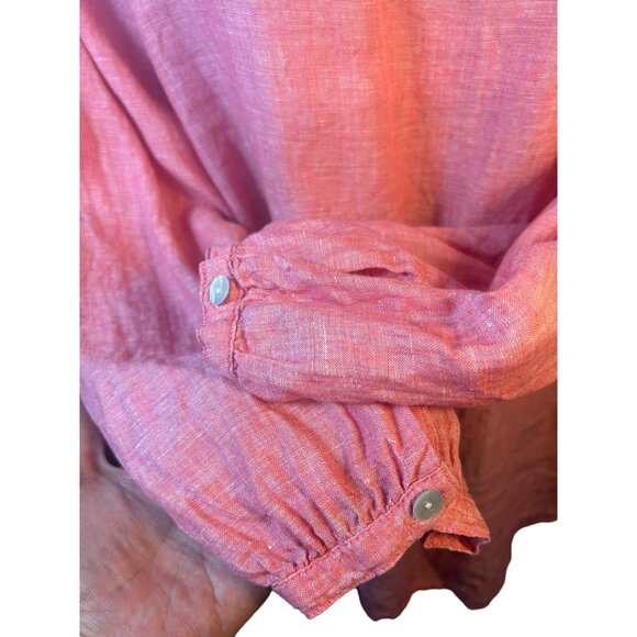 Sigrid Olsen Women's Salmon Button-Front Linen Tunic Top Size XL - Picture 7 of 7